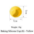 Set of 8 yellow silicone baking cups for muffins and cakes, 7cm diameter and 10g weight - Standard Round-Yellow