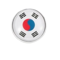 Round South Korea flag pin badge with glossy glass dome and silver metal frame - South Korea Round Style (C2636-4)