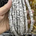 Perles carrées facettées en jaspe dalmatien pour la création de bijoux et bracelets DIY - 4x4mm (Environ 38cm Fil) / Granit