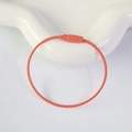 Orange stainless steel wire keychain ring with a secure screw locking mechanism - Orange Red