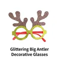 Christmas reindeer antler glasses with sparkling green and brown glitter for parties - Glitter Large Antlers Glasses (Gold Edge)