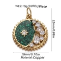 Green glitter moon and star copper pendant with cubic zirconia and measurements - CX153-02 (Gold Green Enamel Moon Star Pendant)