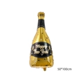 Ballon champagne Happy New Year en aluminium doré et noir, dimensions 50x100cm - Bouteille de Vin Anglaise Bonne Année