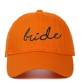 Classic orange baseball cap with bride embroidery, adjustable outdoor sun hat for parties - Adjustable / Orange