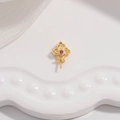 Macro detail of gold-plated S925 silver pendant setting with pink stone and pearl pin - Style H / Gold