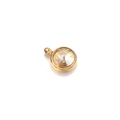 10mm golden stainless steel pendant featuring a sparkling champagne birthstone insert - Clear