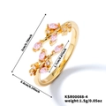 Eleganter Blattring aus Gold mit rosa Marquise-Stein und weißen Akzenten für Damen - Goldton mit rosa Zirkonia
