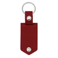 Red leather photo keychain with silver metal ring and decorative rivets for gift - Burgundy