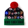 LED Christmas beanie with HO HO HO text, colorful lights, and red pom pom top - Clown Christmas Hat
