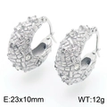 Pendientes en U de acero inoxidable plateado trenzado con strass 23x10mm peso 12g - 23x10mm / Color Acero
