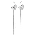 Silver heart earrings with hammer-textured finish and long elegant hanging tassels - Silver Hammered Heart Tassel (E1255-5)