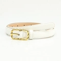 Cintura minimalista in pelle PU bianca per donna con fibbia in metallo intrecciato oro - Bianco