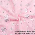 Pink faux rabbit fur fabric with silver snowflake patterns, size 50x180cm for decoration - 50cm*180cm / Pink
