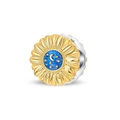 Detailed view of horse-shoe bead with gold moon, star patterns and blue enamel - W-PAC1309 Starry Sunflower Oil Painting