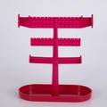 Rose red plastic jewelry display stand for earrings and necklaces with oval base - Rose Red