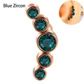 Rose gold ear climber featuring five blue zircon stones in a curved gradient design - Rose Gold - Blue Zircon Curved