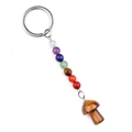 Tiger's eye mushroom pendant keychain with seven chakra natural stone beads - Tiger's Eye
