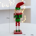 Schiaccianoci elfo in legno 27cm con bastoncino di zucchero e cappello rosso di natale - Elfo rosso e verde