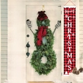Striscioni per porta natalizi a scacchi con testo Happy Holidays e Merry Christmas - Stile pupazzo di neve Buffalo Plaid / Un paio