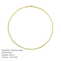 3mm wide 14k gold plated flat snake bone chain necklace made of stainless steel - 3mm Gold 40cm (YX33103)