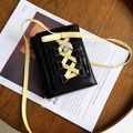 Ballet style black PU leather tri-fold wallet with yellow lace-up ribbon and heart charm - Black Balletcore Wallet with Yellow Ribbon