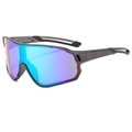 Occhiali da sole sportivi con lenti oversize blu-viola cangianti e montatura grigio opaco - Montatura Gunmetal Specchio Verde