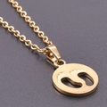 18k gold plated stainless steel necklace featuring a round baby footprint pendant - Necklace (Gold)