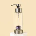 Glass lotion dispenser with silver pump and dreamy amethyst crystal stones inside - Dream Amethyst