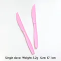 Coltelli in plastica rosa usa e getta per feste lunghezza 17,1cm e peso di 3,2g - Coltelli di Plastica Rosa (10 pezzi)