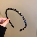 Elegante cerchietto in tessuto nero con cristalli e strass luccicanti incastonati - Avvolgimento Strass Nero