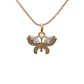 Elegant gold butterfly necklace with zircon crystal accents on a sleek gold box chain - Gold with White