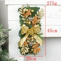 Detailed 45cm Christmas teardrop wreath with gold bow, berries, and festive ornaments - Gold Teardrop Swag with Lights