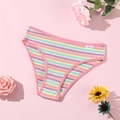 Mutandine da donna in cotone a costine colorate, a vita bassa e traspiranti a righe - Rosa Chiaro