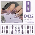 Detail of lilac purple long trapezoid press-on nails with star patterns and rhinestones - 24 Pcs/Set / Lilac Purple White French Star Rhinestone Style (D432)