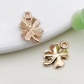 DIY rose gold vintage zinc alloy four-leaf clover charms for necklace and bracelet making - 1 Piece (10x15mm)