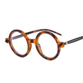 Retro round tortoise shell sunglasses with punk style and golden metal hardware - C7 Leopard Frame Transparent Lens