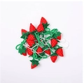 Red fabric strawberry hanging ornaments with white dots and green leaves for DIY decor - Red Strawberry