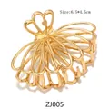 Detail of a gold alloy metal butterfly hair claw clip, 6.5x4.5cm size with polished finish - ZJ005 Flower / Gold