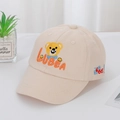 Cappellino da baseball in cotone beige per bambini con orsetto giallo e lettere ricamate - Stile Orso LUBEA (Beige)