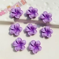 Set of eight glossy purple resin five-petal flower charms for DIY crafts and phone cases - Small Purple