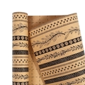 Brown kraft gift wrapping paper rolls with black botanical leaf and paw print patterns - Floral Stripes / 0.43*3m