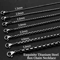 Men's titanium steel box chain necklaces in multiple sizes with secure lobster clasps - 2mm/50cm / Silver