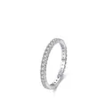 Minimalist S925 sterling silver eternity ring with sparkling round cubic zirconia pavé - US Size 5 / Silver