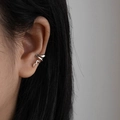 Silver wave ear cuff with minimalist irregular snake design for non-pierced ears - EH-662 (Ear Clip Pair)