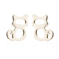 Minimalist hollow cat earrings in golden finish with elegant animal silhouette design - Gold