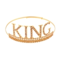 Couronne dorée avec lettres KING et strass champagne pour fête d'anniversaire - Or Pierre Champagne