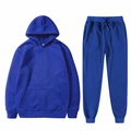 Royal blue custom tracksuit set with hooded sweatshirt and matching drawstring joggers - Blue