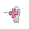 Silver-plated flower huggie hoop earring with pink zircons and 5.44mm diameter size - #15 Pink Clover Style
