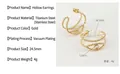 Detailansicht hohler Titanstahl-Ohrringe mit präziser Gold-Vakuum-Plattierung Abmessungen - Doppelter Runder Ring (ZE127G)