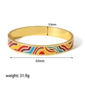18K gold plated stainless steel enamel open bangle with colorful wavy pattern - Gold Base Wave Pattern Style (TB7044)
